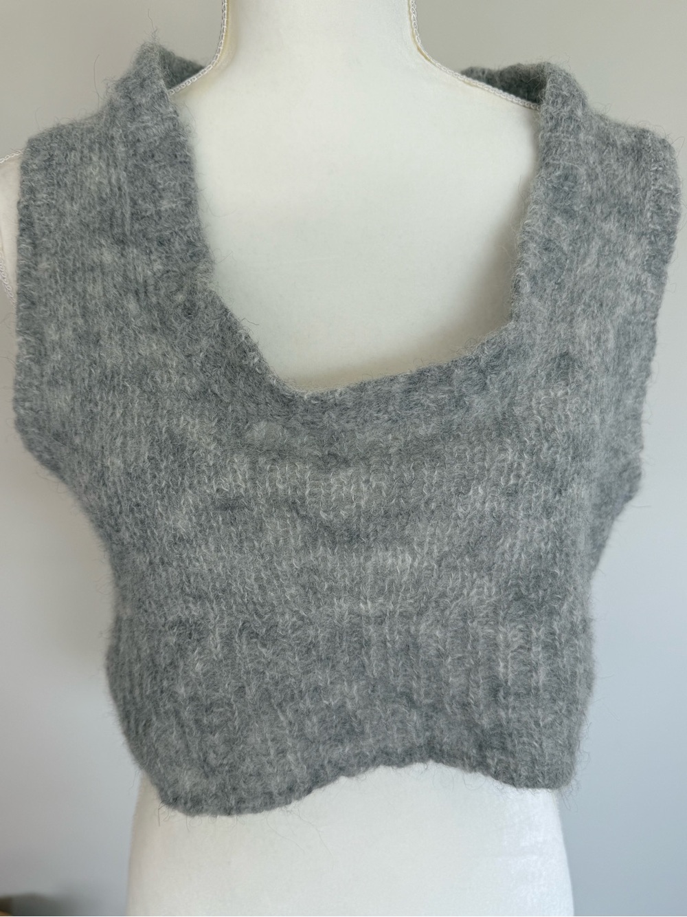 Free People Dream Maker Alpaca Sweater Vest Light Heather Grey Size XS